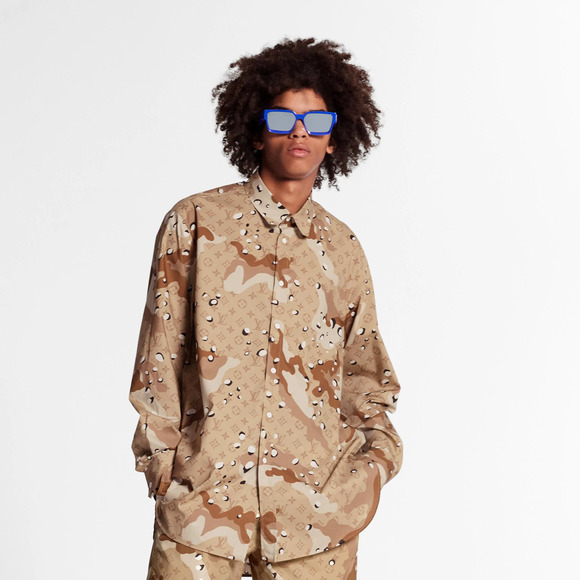 Louis Vuitton Desert Camo DNA Long Sleeve Logo Monogram Button Up Down Shirt S - Picture 3 of 16